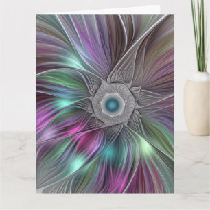 Kleurrijke Grote Bloem Abstracte Trippy Fractale K Bedankkaart