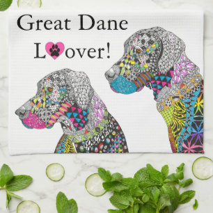 Kleurrijke Grote Deen Lover Keuken Handdoek