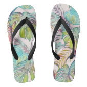 Kleurrijke grote tropische bladeren waterverf schi teenslippers (Voetbed)