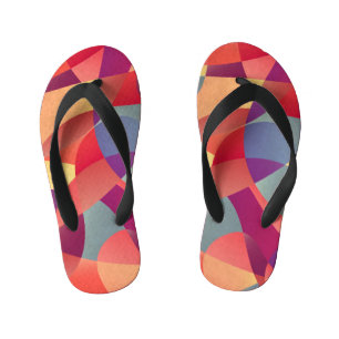 Kleurrijke Grunge: geometrische driehoeken achterg Kinder Teenslippers