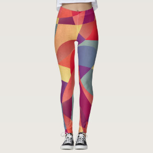 Kleurrijke Grunge: geometrische driehoeken achterg Leggings