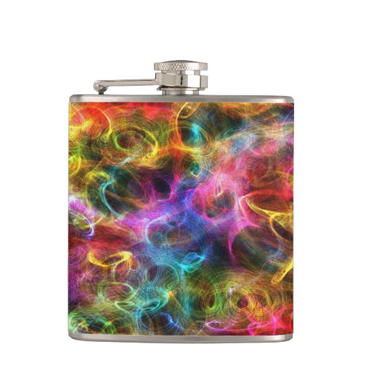 Kleurrijke Grunge Willekeurige Swirls Heupfles (Voorkant)