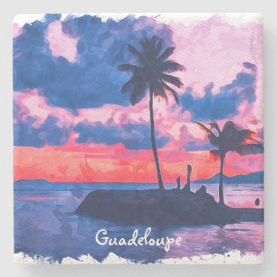 Kleurrijke Guadeloupe Caribbean Island Waterverf Stenen Onderzetter