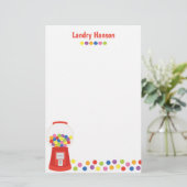 Kleurrijke Gumballs gepersonaliseerde briefpapier (Staand voorkant)