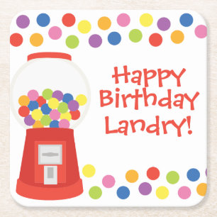 Kleurrijke Gumballs gepersonaliseerde papieren Ond Vierkante Kartonnen Onderzetter