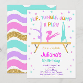 Kleurrijke Gymnastische Verjaardag Uitnodiging