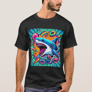 Kleurrijke haai t-shirt