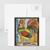 kleurrijke haan briefkaart (Voorkant / Achterkant)