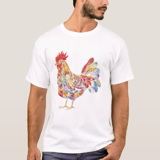 Kleurrijke Haan Kip Vogel T-shirt