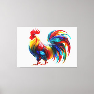 Kleurrijke Haan Kunst Canvas Afdruk