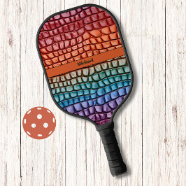 Kleurrijke hagedis huidpatroon Modern monogram Pickleball Paddle