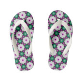 Kleurrijke halftone bloemen - roze en groen kinder teenslippers (Voetbed)