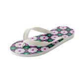 Kleurrijke halftone bloemen - roze en groen kinder teenslippers (Schuin)