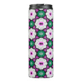 Kleurrijke halftone bloemen - roze en groen thermosbeker (Achterkant)