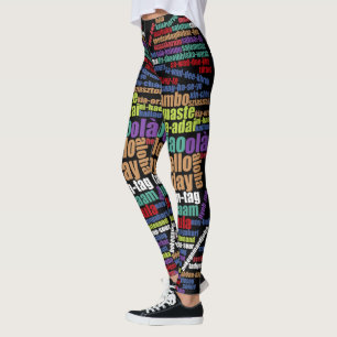 Kleurrijke Hallo in veel talen Word Cloud Leggings