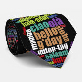 Kleurrijke Hallo in veel talen Word Cloud Stropdas (Opgerold)