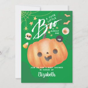 Kleurrijke Halloween Baby Shower Boo Groen Thema Kaart