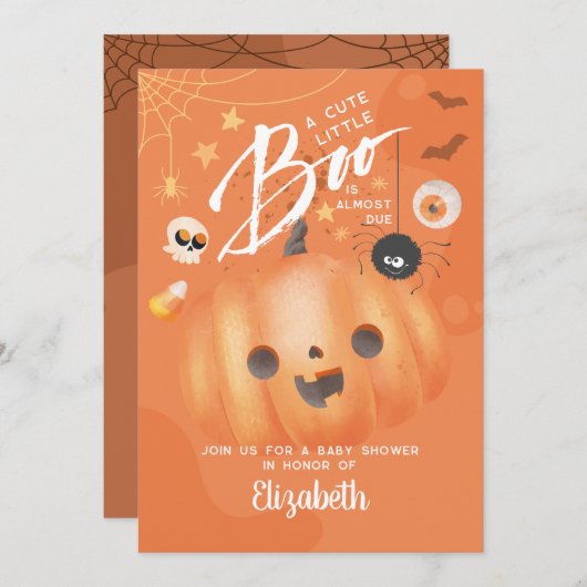 Kleurrijke Halloween Baby shower Boo thema Kaart (Voorkant / Achterkant)