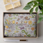 Kleurrijke Halloween Doodles Objecten Patroon Tissuepapier (Geschenk)