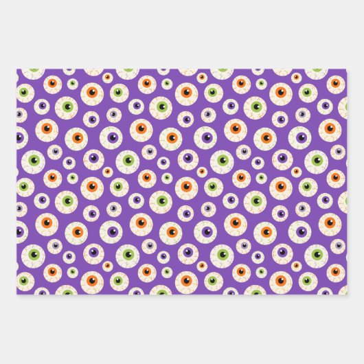 Kleurrijke Halloween oogbollen patroon Inpakpapier Vel (Voorkant 3)