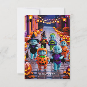Kleurrijke Halloween Parade met gekostumeerde pers Kaart