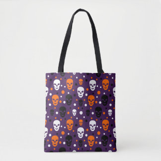 Kleurrijke Halloween Schedels Stippen Patroon Draagtas