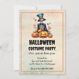 Kleurrijke Halloween Skelet Party Uitnodiging