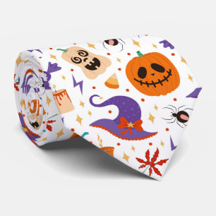 Kleurrijke Halloween Symbolen Patroon Stropdas
