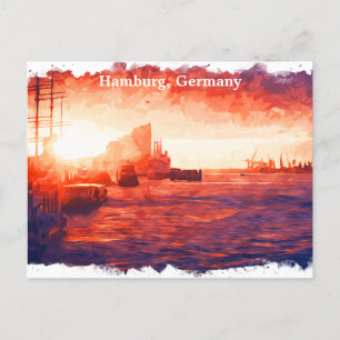 Kleurrijke Hamburg Duitsland Port City Briefkaart