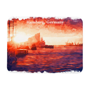 Kleurrijke Hamburg Duitsland Port City Travel Magneet