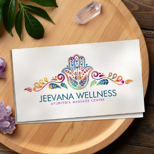 Kleurrijke Hamsa-hand paisleyornament Visitekaartje