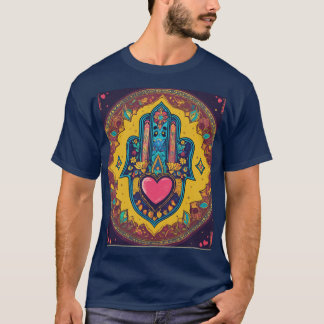 Kleurrijke Hamsa hart Sticker Design T-shirt