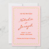 Kleurrijke Hand Geschreven Retro Pinstripes Leuke Save The Date (Achterkant)