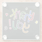 Kleurrijke hand getekend Dank u Glazen Onderzetter (Achterkant)