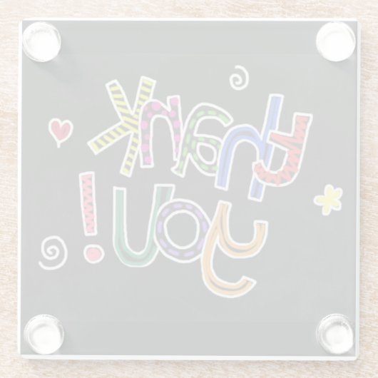 Kleurrijke hand getekend Dank u Glazen Onderzetter (Achterkant)