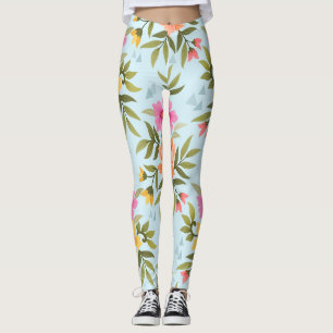 Kleurrijke Hand Getekende Bloemen Leggings