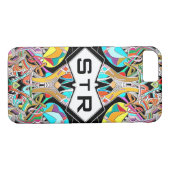 Kleurrijke Hand getrokken Abstract I Monogram Init Case-Mate iPhone Case (Achterkant (Horizontaal))