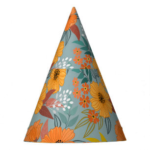 Kleurrijke Hand getrokken bloemen patroon Feesthoedjes