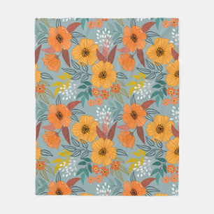 Kleurrijke Hand getrokken bloemen patroon Fleece Deken