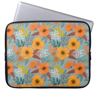 Kleurrijke Hand getrokken bloemen patroon Laptop Sleeve