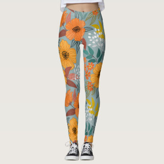 Kleurrijke Hand getrokken bloemen patroon Leggings