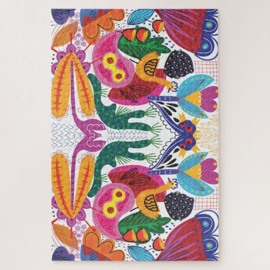 Kleurrijke Hand getrokken Floral & Planten Legpuzzel (Verticaal)
