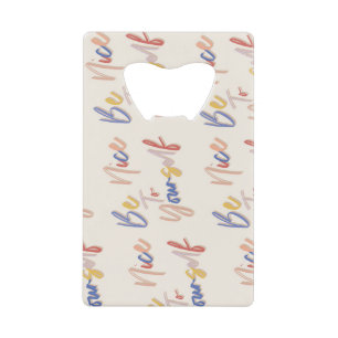 Kleurrijke Hand getrokken Motivatie Patroon Kredietkaart Flessenopener