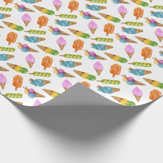 Kleurrijke hand getrokken waterverf ijspatroon cadeaupapier (Hoek)