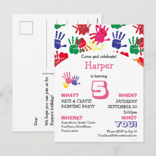 Kleurrijke handafdrukken kinderen Aangepaste leeft Feestdagenkaart