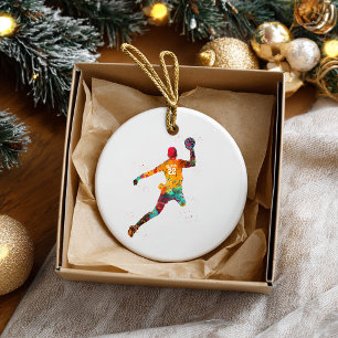 Kleurrijke Handbalspeler Keramisch Ornament
