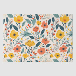 Kleurrijke Handgeschilderde Bloembloemen Tissuepapier