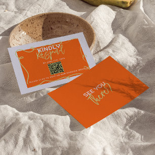 Kleurrijke handgeschreven leuke geschilderde QR-co RSVP Kaartje