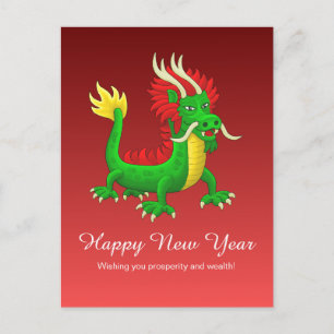 Kleurrijke Handgetekende Chinese Draak Feestdagenkaart