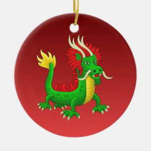 Kleurrijke Handgetekende Chinese Draak Keramisch Ornament
